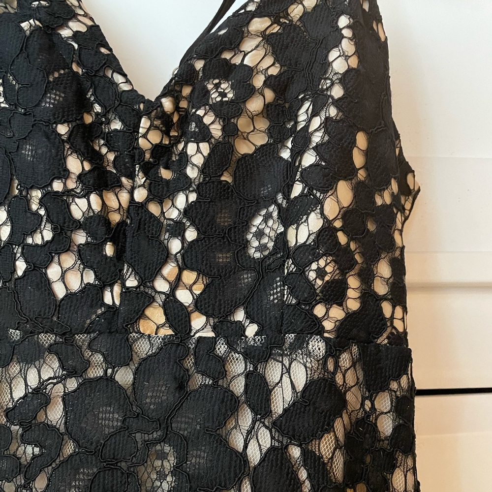 LUXXEL Black and Cream Lace Dress Size S